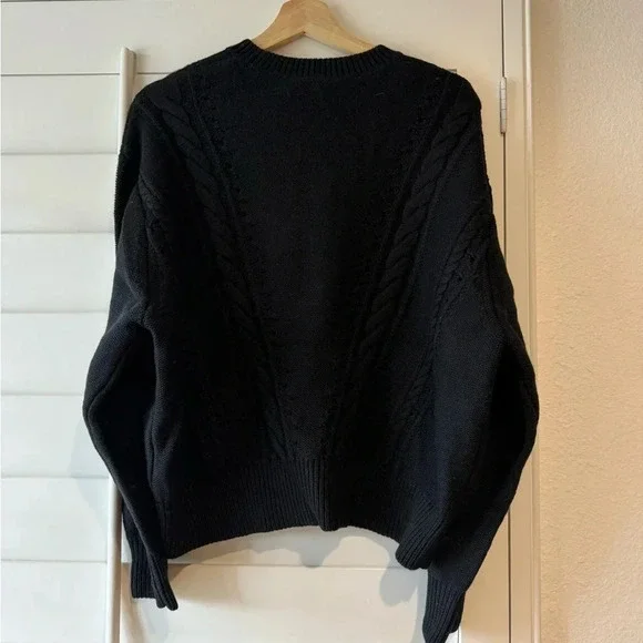 IRO PARIS NWT Nabai Black Sheer Insert Chunky Knit Sweater Jumper S